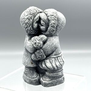 Vtg Glacial Ice Age Sculptures Eskimo Couple Figurine Handcrafted for ACE Alaska